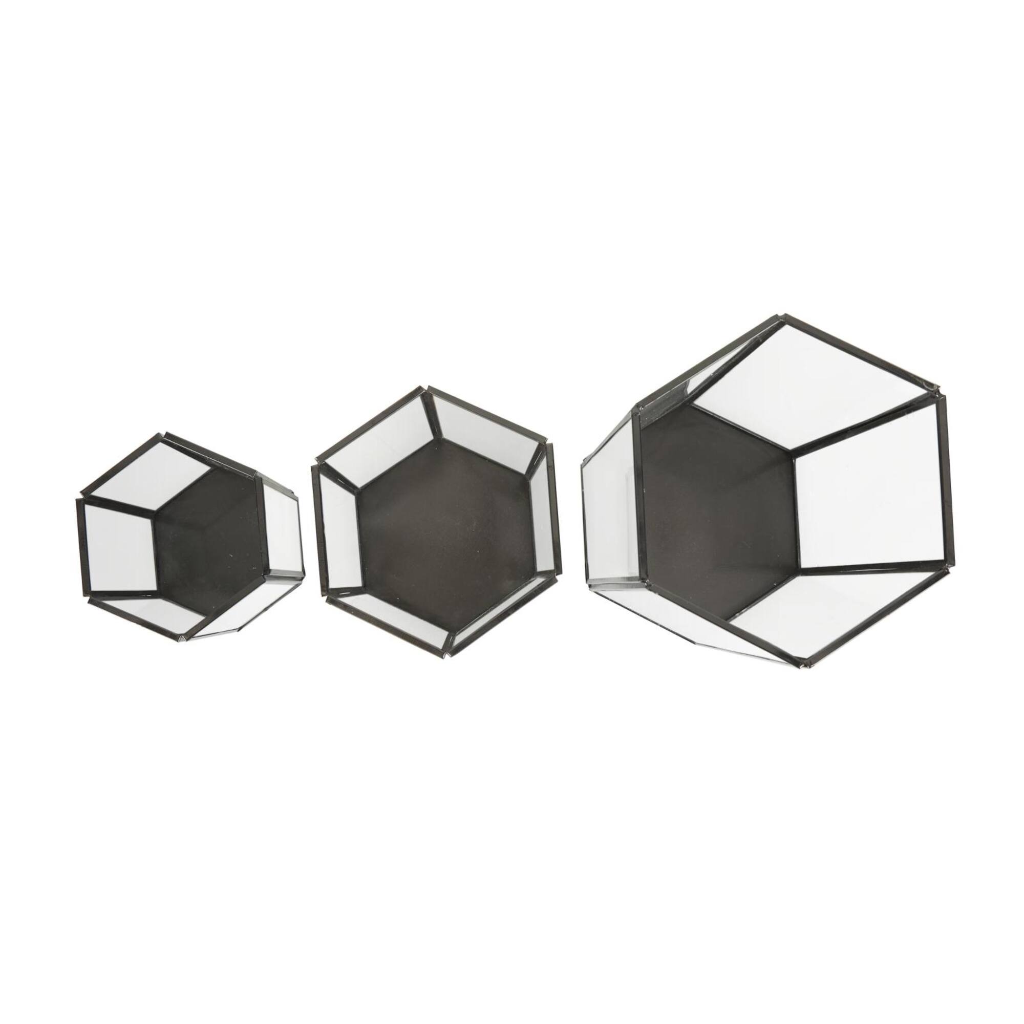 CosmoLiving by Cosmopolitan Clear Hexagon Metal Candle Lantern Set